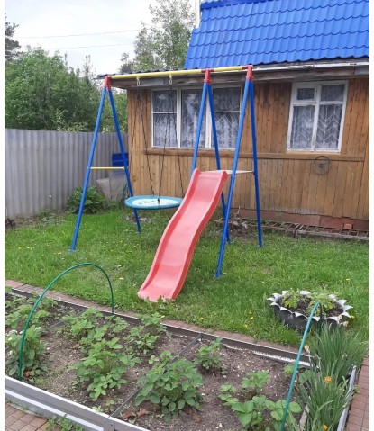 Детские качели с горкой  Юниор с гнездом